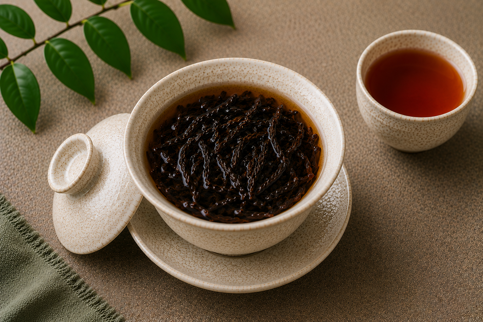 Loose leaf black tea leaves for traditional tea preparation