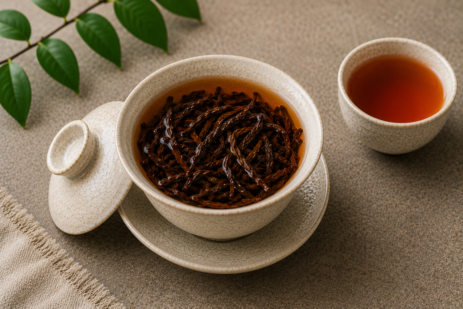 Loose leaf red tea leaves for traditional Chinese tea preparation