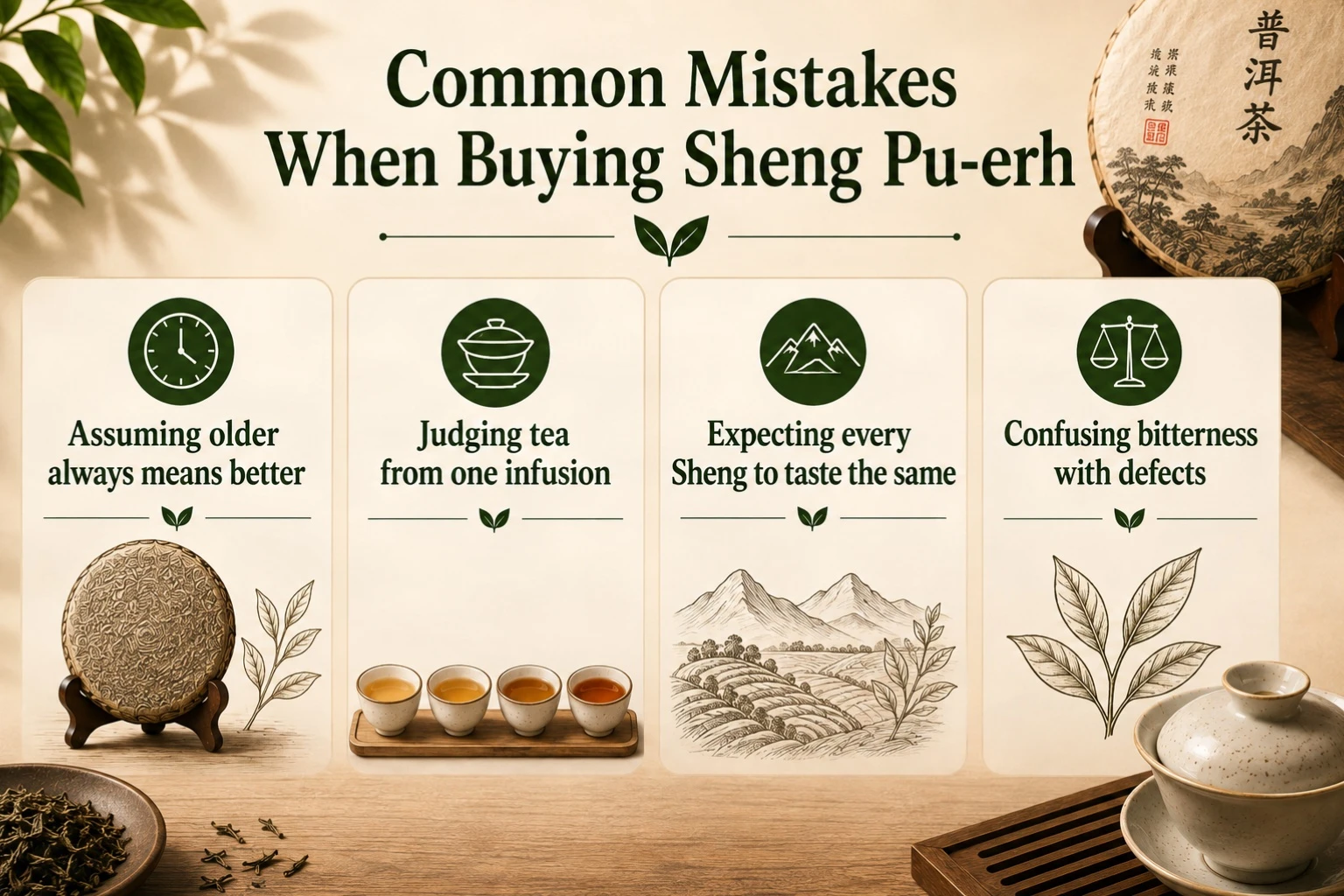 Common Mistakes when buying sheng pu-erh tea.jpg Common mistakes to avoid when buying Sheng Pu-erh tea cake