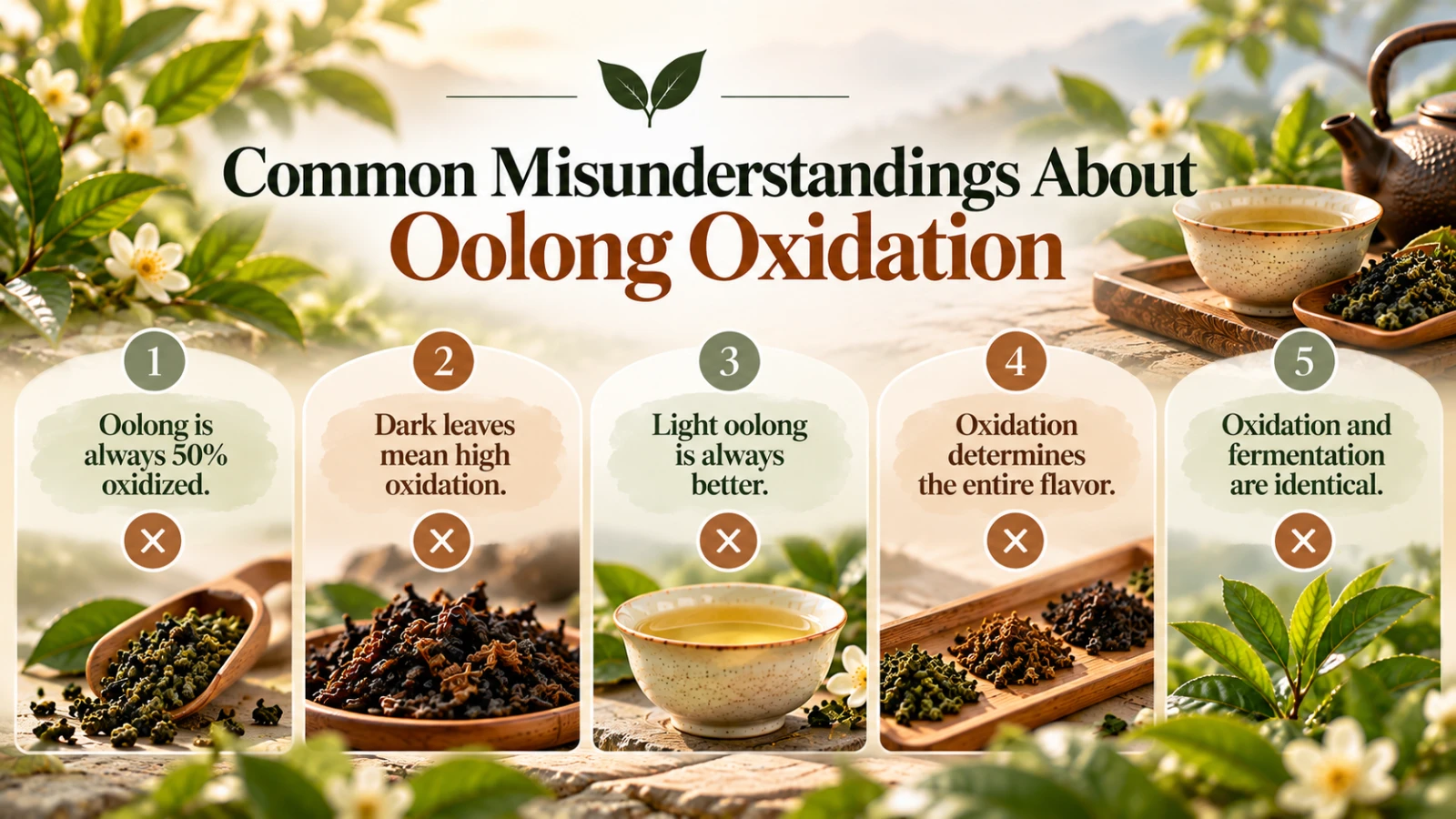 common-misunderstandings-about-oolong-oxidation.png Chinese oolong tea prepared in a gaiwan using a traditional gongfu brewing setup.