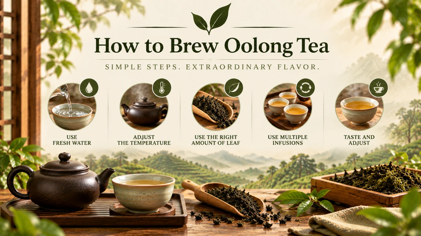 step by step guide on how to brew Oolong Tea