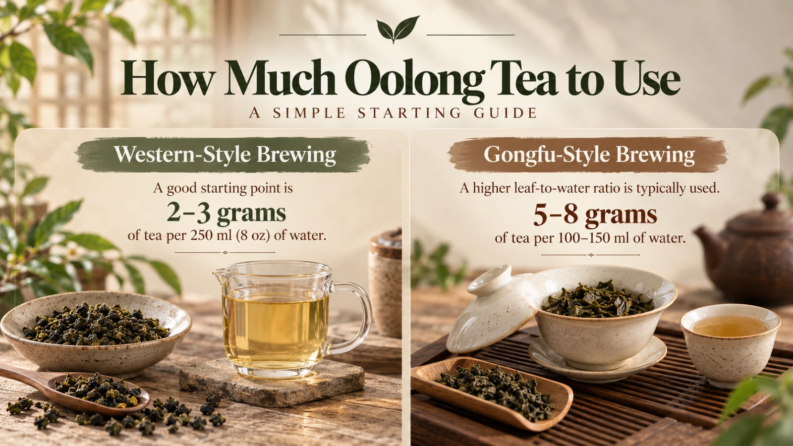 Tightly rolled oolong tea leaves opening during brewing showing how to brew oolong tea