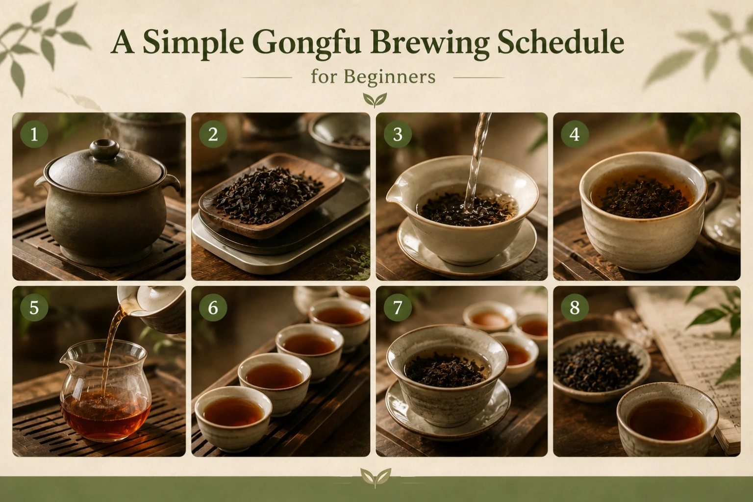 Traditional Gongfu Brewing Method for Shu Pu-erh Tea.jpg Brewing Shu Pu-erh tea with a porcelain gaiwan using the traditional Gongfu tea method