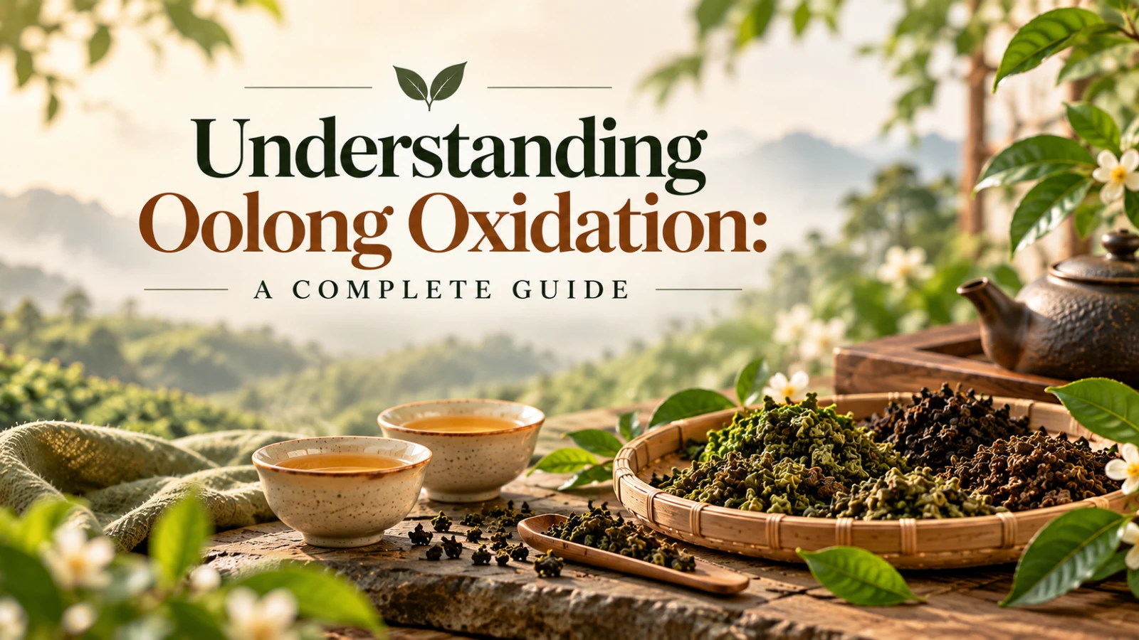 Loose-leaf Chinese oolong tea showing the varied colors and shapes of processed tea leaves.