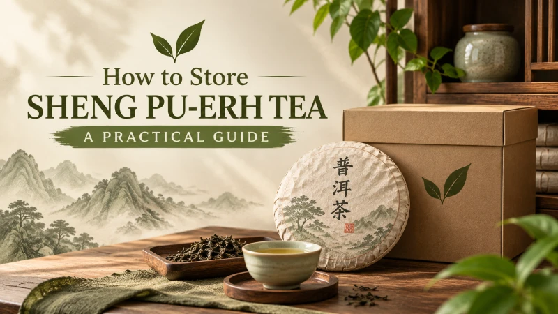 Sheng Pu-erh tea cake stored in its original paper wrapper